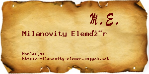 Milanovity Elemér névjegykártya